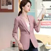 Pink Half Sleeve Women Casual Temperament Fashion Summer Formal Slim Jacket Office Ladies Work Coat Black 210604