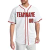Jersey di baseball autentico bianco rosso bianco personalizzato