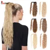 Synthetische pruiken ombre bruin blonde lange maïs golvend paardenstaart haarstuk wrap around clip-on pony tail clip in