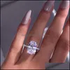 Solitaire Ring Rings Jewelry Oevas Classic 100% 925 Sterling Sier 9 Ct Oval Created Moissanite Gemstone Wedding Engagement Fine Gift Wholesa