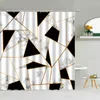 Tende da doccia Modern Trendy Pink Gold Black White Marble Curtain Motivo geometrico Decorazioni per il bagno Tessuto impermeabile stampato in 3D