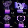 Love Bear Shape 3D LED Night Light Colorido Mudando Toque Remoto Lâmpada Base de Mesa Decoração Presente para Crianças Aniversário Dia dos Namorados