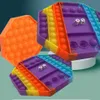 20 * 20cm Big Game Rainbow Chess Board Decompression Toy Push Bubble Popper Fidget Sensory Toys Stress Relief Interactive PartyGame SensoryToys