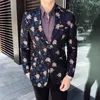 High Quality Luxury Men Blazer Casual Slim Fit Suit Jacket Fashion Flower Print Men Coat Jacket Business Dress Blazers M-5XL 210527