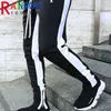 RainbowTrowes Sport Män Ny stil Hög Street Byxor Fritid Running Utomhus Sportbyxor Fot Zipper Färg Matchande Byxor Y0811