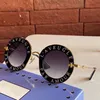 Womens sunglasses 0113 classic fashion party shopping style beige letter frame with little bee 0113S female top quality UV 400 round lens glasses