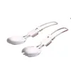 Dobrável dobrável colher de aço inoxidável spork forquilha camping ao ar livre caminhadas viajantes Tableware de cozinha RRA11584