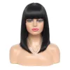 Short Bob Human Human Wigs Brasileiro Perucas Retânsas para Mulheres Negras Cor Natural Máquina Completa Perucas com Bang
