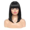 Short bob human hair wigs Brazilian Straight Wigs For Black Women Natural Color Full Machine Wigs With Bang