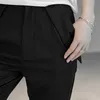 Czarny Dorywczo Proste Spodnie Dla Kobiet Wysokiej Talia Dolny Podziel Slim Kostki Długość Spodnie Kobiet Wiosna Moda Odzież 210531