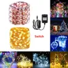 Strängar DC12V LED-strängljus Fairy Lights 10m 20m 30m Koppartråd Garland Jul Varm Vit / Vit / RGB med nätadapter