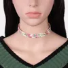 Damska wielowarstwowa skórzana sznurek naszyjnik Choker Collar Naszyjnik