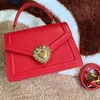 Borsa a tracolla in pelle di vacchetta Borse a tracolla Borsa da donna Borsa da sera con patta Moda Pianura Amore Gioielli Cuore Perla Decorazione Autentico L190s