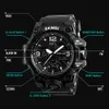 SKMEI 2 Time Męskie Zegarek Męski Elektroniczny Sporty Zegarki Stopwatch Back Light Alarm Wodoodporny Zegar Kwarcowy Reloj Hombre 1155B X0524