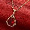 Chains Frame Water Drop Pattern Rhinestones Zircon Crystal Pendants Necklaces For Women Girls Gold Chain Engagement Jewelry Party Gifts