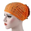 Mujeres musulmanas señoras Underscarf Bonnet Hijab gorras interiores quimio cáncer turbante Rhinestone pañuelo para la cabeza cubiertas para la pérdida de cabello sombrero envolvente para la cabeza