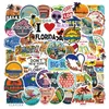 50 Pcs Floride Extérieur Paysage Autocollants Non-aléatoire Pour Voiture Vélo Bagages Autocollant Ordinateur Portable Skateboard Moteur Bouteille D'eau Snowboard Stickers Muraux Enfants Cadeaux