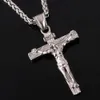 Kpop Cross Pendant Christian Jesus Religious Jewelry StainlSteel Gold Color INRI Crucifix Cross Charm Necklace for Men P245 X0707