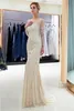2021 Sparkly Crystals Beaded Evening Dresses Crew Neck Sheer Long Sleeves Mermaid Tulle Prom Gowns Sequined Celebrity Pageant Wear