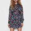 Streetwear Dames Floral Print Jurk Mode Dames Chiffon Geplooid Jurken Causale Vrouwelijke Chic Button Holle Vestidos 210427