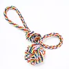 Dog Knot Rope With Ball For Aggressive Chewers Interactive Play Washable 100% Cotton Colourful Pet Toys