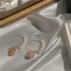 Hoop & Huggie Pink Flower Earrings Pendant Pearl Earrrings Fashion Sweet Jewelry For Women And Girls