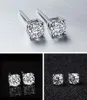 Solitaire Charm 6mm 8mm Lab Diamond Stud Earring Real 925 스털링 실버 보석 약혼 웨딩 이어링 여성 men275J