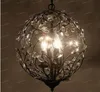 Amerikanska retro kristall hängsmycke lampor boll 3 blomma gren svart järn modern enkel norra europeiska belysning e14 glödlampa