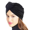 Womens Geknoopt Stretch Hijab Turban Hoed Moslim Solid Bonnet Sjaal Hoofddeksels Cap Hoofd Wrap Chemo Mutsen Haaraccessoires