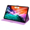 PU -läder -surfplattor för Apple iPad Pro 12.9 Samsung Galaxy Tab S7 Plus 11 12,4 tum T970 T976, Dual View Angle Butterfly Printing Flip Kickstand med kortplatser