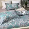 Sängkläder sätter lyxig egyptisk bomullsbönsblommor som skriver ut textilkuddar säng set hem dubbel täcke linne täckning