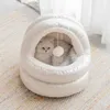 Luxury Cat Cave Bed Microfiber Indoor Pet Tent Warm Soft Cushion Cozy House Sleeping Beds Nest for Cats Kitty Small Medium Dogs 210713