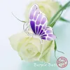 JrSr 100% 925 Sterling Silver Mignon Papillon Pendentif Collier Avec Dégradé Violet Émail 2021 Femmes Mode DIY Bijoux Chaînes De Cadeaux