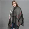 Scarves & Wraps Hats, Gloves Fashion Aessories Woman Plaid Cloak Lady Grid Poncho Sweater Vintage Shawl Cardigan Tassel Knit Tartan Winter B