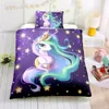 Mobilier de dessin animé 3D Impression HD Licorne 2 / 3PCS Couvre-oreiller en polyester pour adultes et adulte Coussin d'oreiller (simple / double / double / plein / reine / King Taille à choisir)