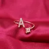 A-Z Letter Gold Color Metal Adjustable Opening Couple Rings Initials Name Alphabet Female Creative Finger Trendy Party Jewelry