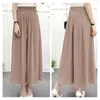 Zomer nieuwe brede pant broek vrouwen casual losse chiffon geplooide rok broek russische hot mode streetwear broek voor meisjes q0801