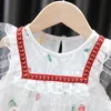 Baby tjejer sommar kläder vit spets klänning kostym för baby kläder 1 år födelsedagsfest klänningar prinsessa spädbarn klänning q0716