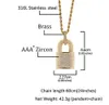 14K Gold Plated Diamond Zircon Lock Pendant Necklace with 3mm 24inch Rope Chain Copper Hip Hop Jewelry for Men Women gifts280b