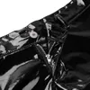 Black Womens Shiny Leather Short Pants Low Rise Pole Dance Latex Shorts Clubwear Rave Sexy Panties Zipper Mini Booty 210719