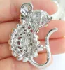 Lovely Mouse Rat Animal Brooch Pin Multicolor Austrian Crystal Pendant EE03276C2