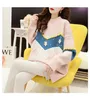 H.SA Women Pullover and Sweaters Long Sleeve Tassel Floral Pink White Tops Casual Spring Sweater Jumpers 210417