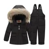 Barn Vinterrock Passar Boys Duck Down Jacket + Byxor Kläder Set Barn Varm tjockare Coat Snow Wear Parka Baby Girl Clothes