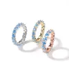 The Best selling Sky-blue diamond rings,Fashion a row of hip-hop rings for lovers,Couples rings valentine's day gift rings