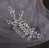 Retro bröllop brud kristall hår kam kammar clips pinnar rhinestone headpiece pärlor krona tiara silver guld huvudband hårband mode koreansk prydnad huvudbonad