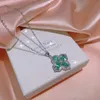 Solid 925 zilver ingelegd en gecultiveerde smaragdgroene vier-blad klaver ketting ring oorbel voor dames partij verlovings sieraden gift kus044