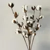 Couronnes de fleurs décoratives, fleurs séchées, branche de coton, 6 têtes longues, Simulation d'arbre, décoration de mariage à domicile, artificielle 297m