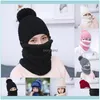 Beanie/Skl Hats, Scarves & Gloves Fashion Aessories Beanies Hat Women Sets 3 Knit Sklies Hats With Bib Mask Female Winter Veet Thick Warm Kn