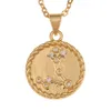 12 Zodiac Sign Necklace gold chain Copper Libra Crystal coin Pendants Charm Star Sign Choker Astrology Necklaces for women fashion jewelry will and sandy