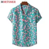 Стильный фламинго Print Print Hawaiian Aloha рубашка мужчины летнее лето с коротким рукавом пляжные рубашки мужские праздник праздник каникула одежда 210809
